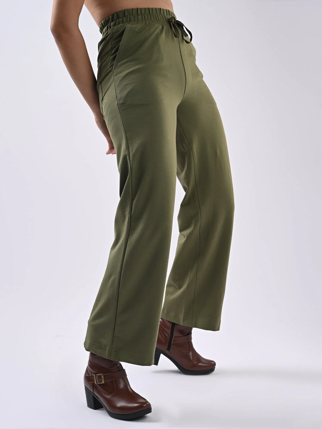Women Olive Pink Loose Straight Jeggings - Image 5