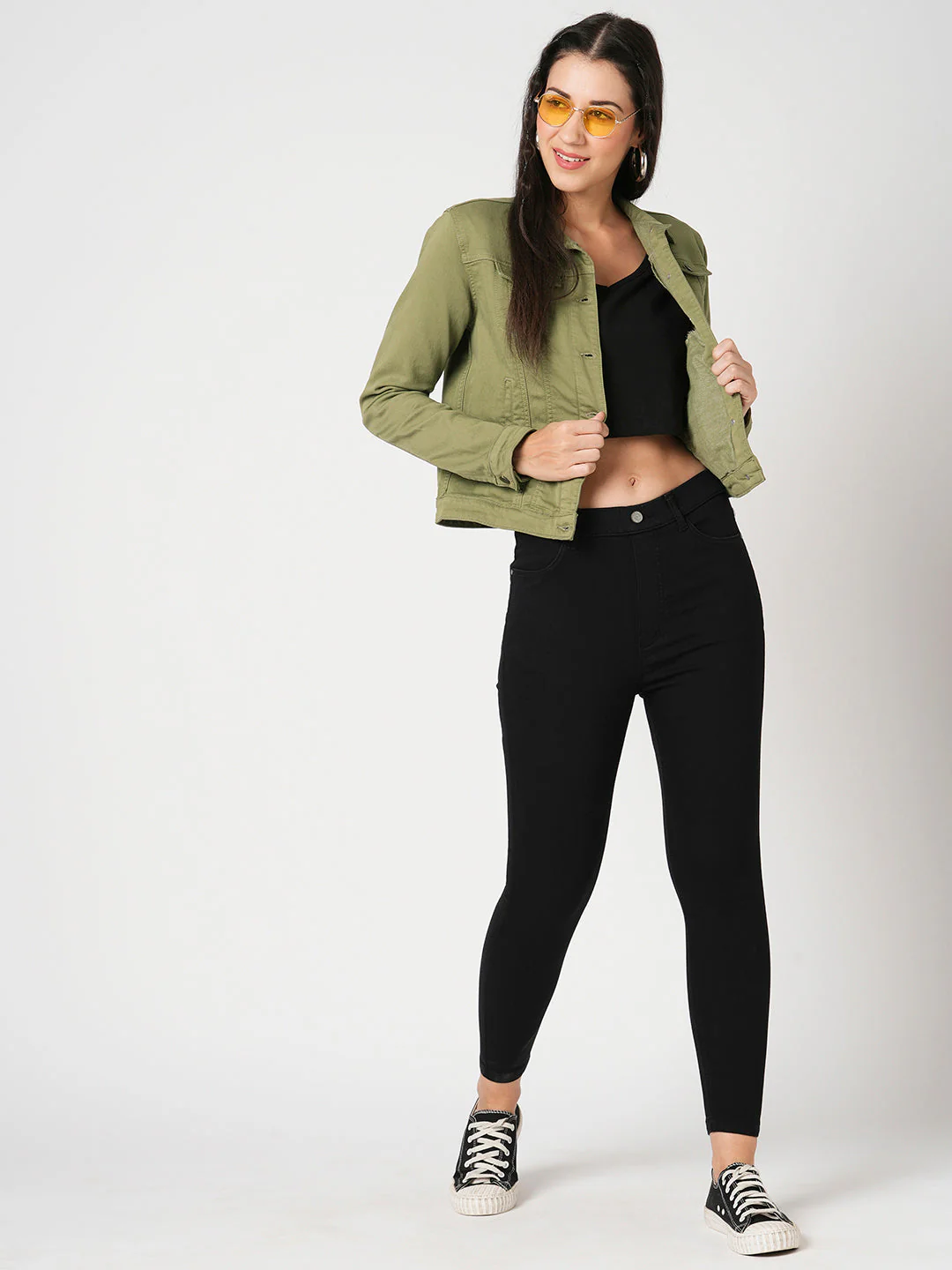 Women Olive Solid Jacket - Image 2
