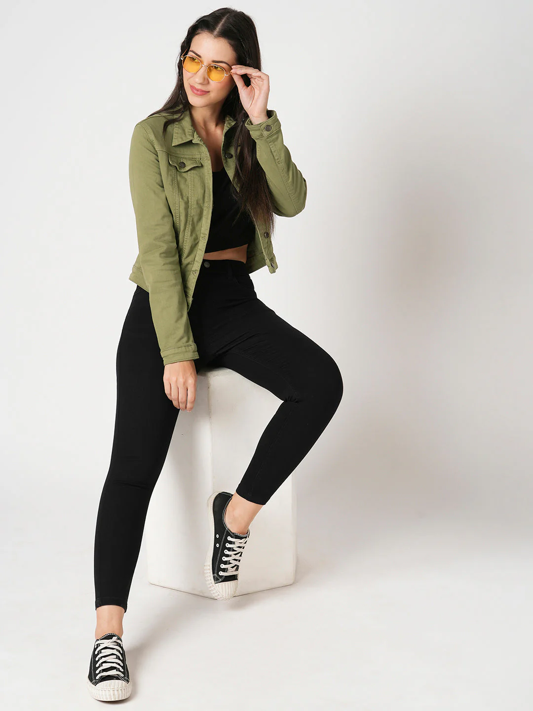 Women Olive Solid Jacket - Image 4