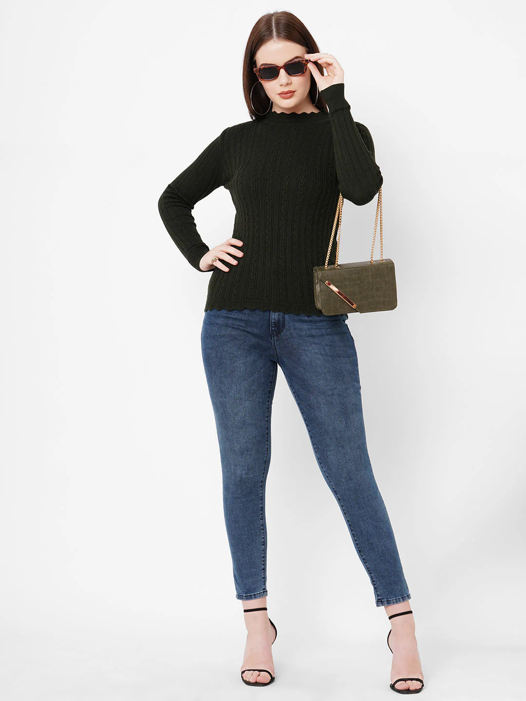 Women Olive Sweaters