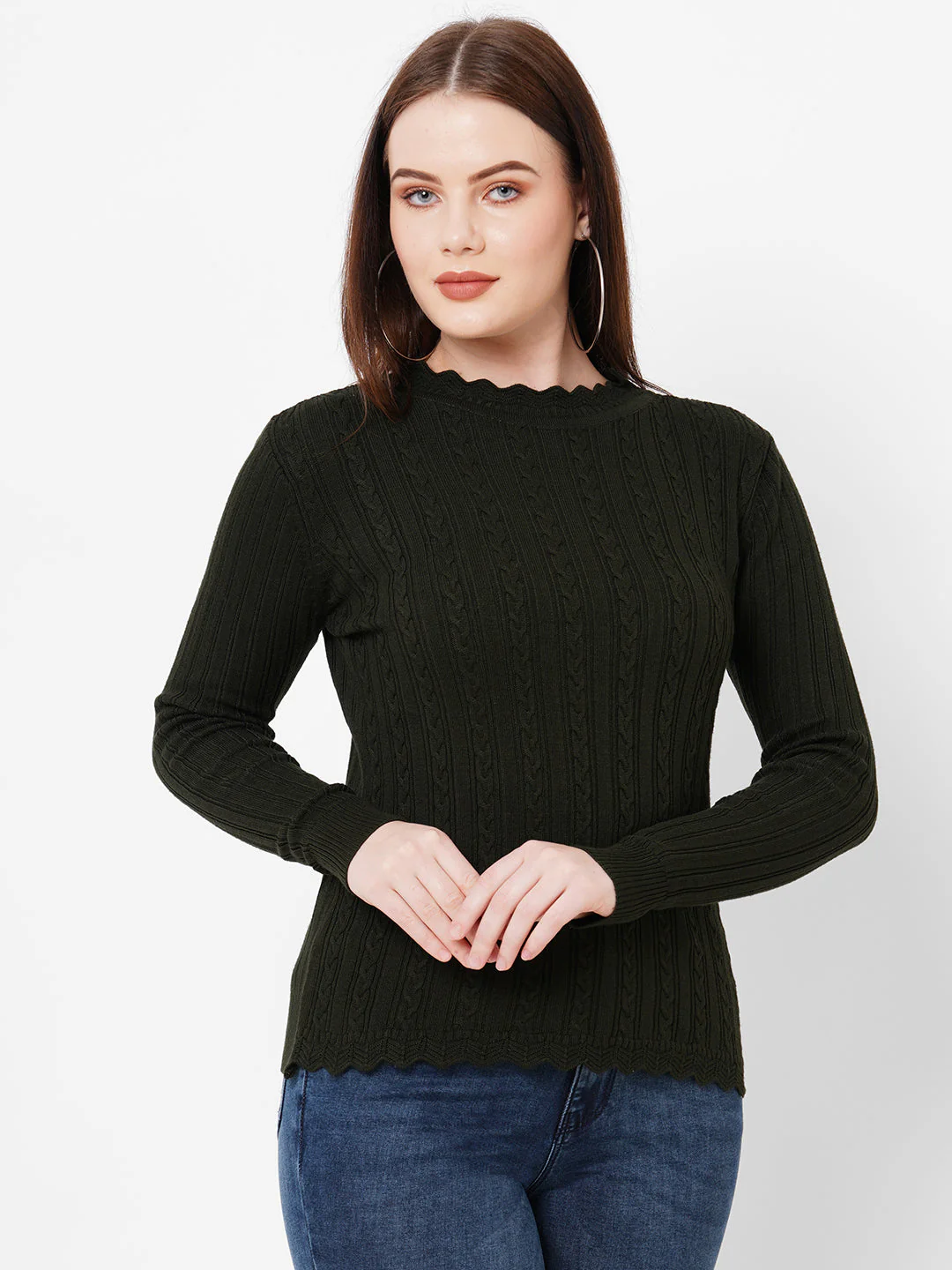 Women Olive Sweaters - Image 2