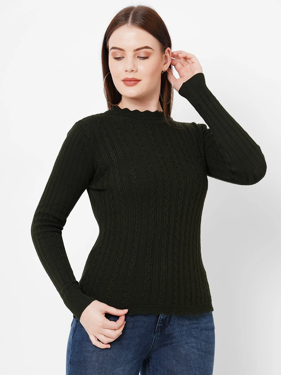 Women Olive Sweaters - Image 4
