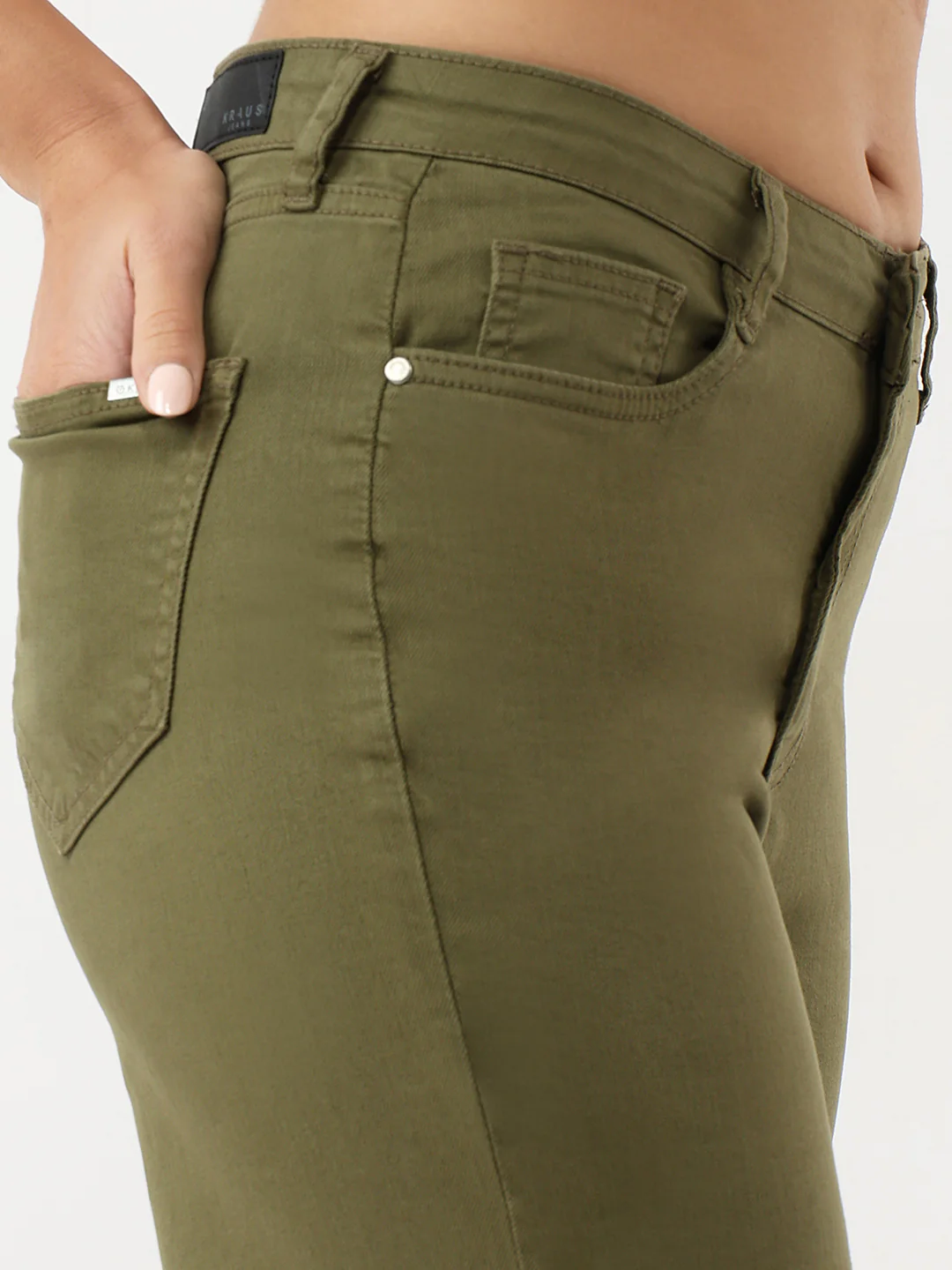 Women Olive Wide Leg Jeans - Image 4