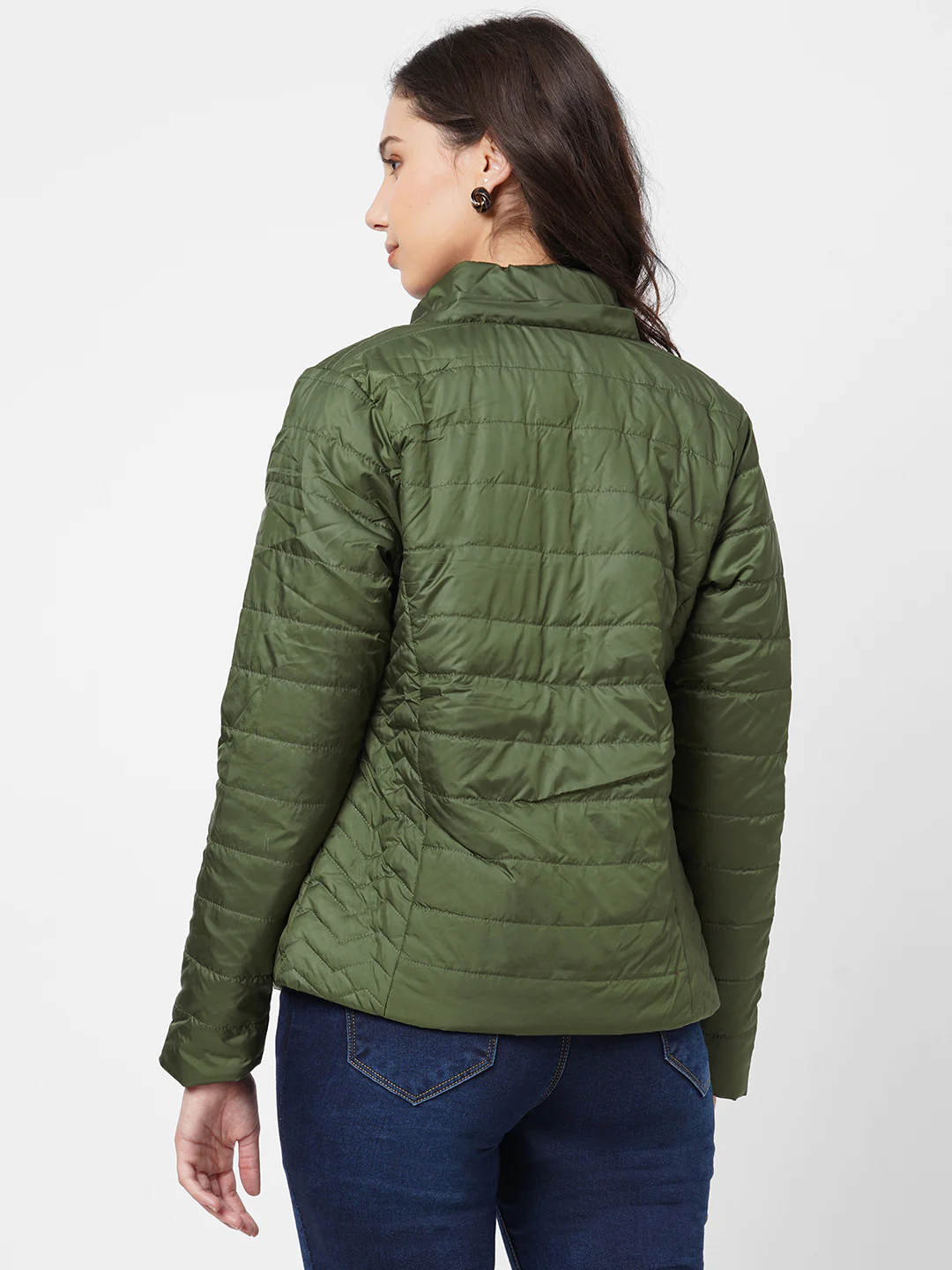 Women Olive Winter Jacket - Image 3