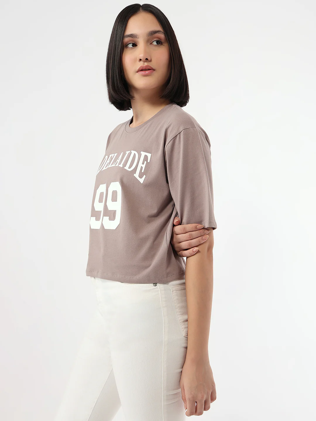 Women Oyster Slim Fit Crop T-Shirt - Image 4