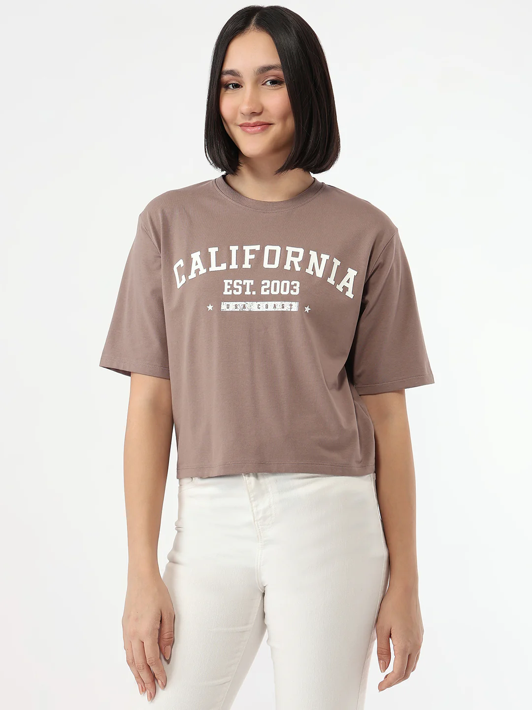 Women Oyster Slim Fit Crop T-Shirt