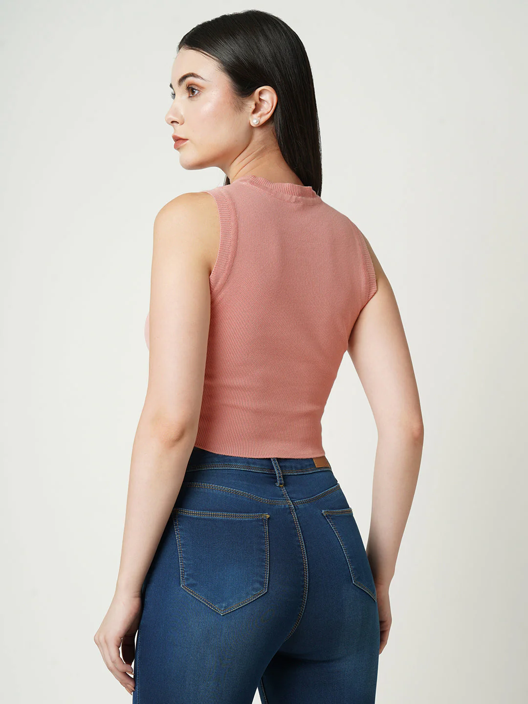 Women Peach Flat Knit Top - Image 3