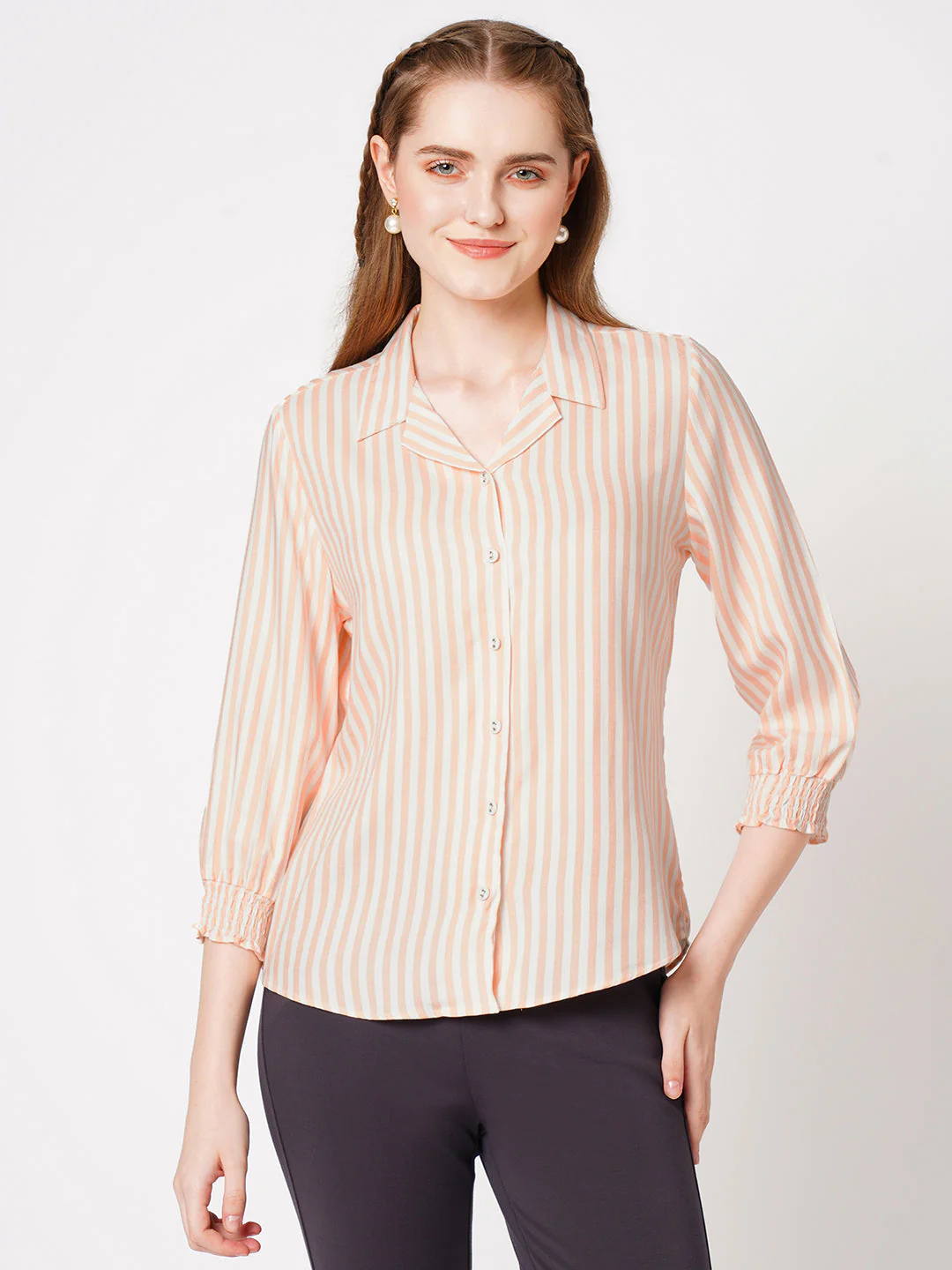 Women Peach Fuzz Stripes Shirt