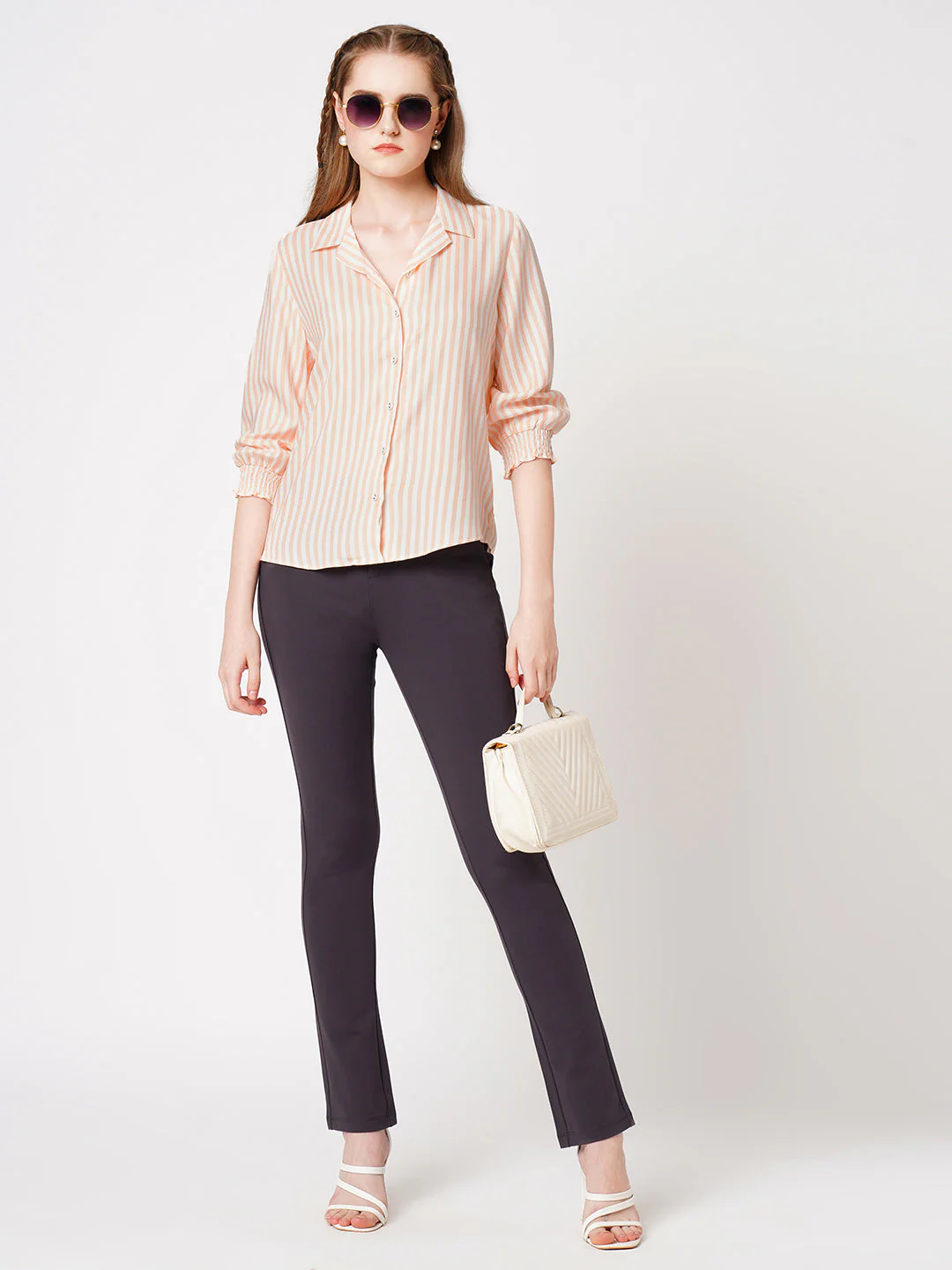 Women Peach Fuzz Stripes Shirt - Image 2