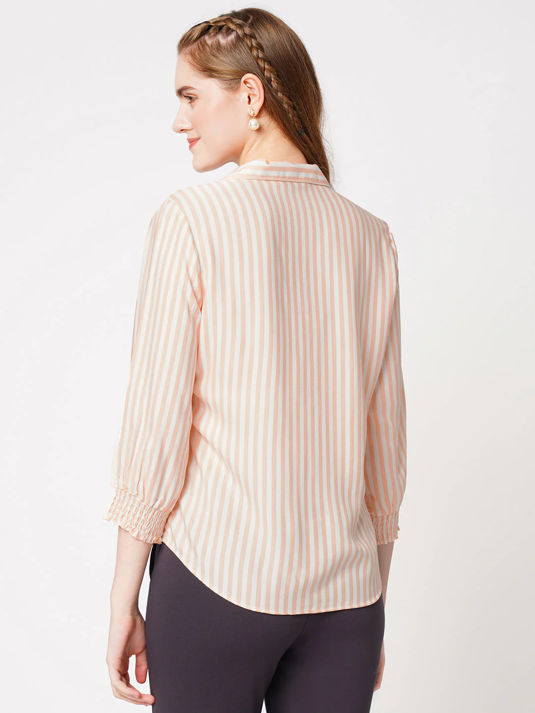 Women Peach Fuzz Stripes Shirt - Image 3