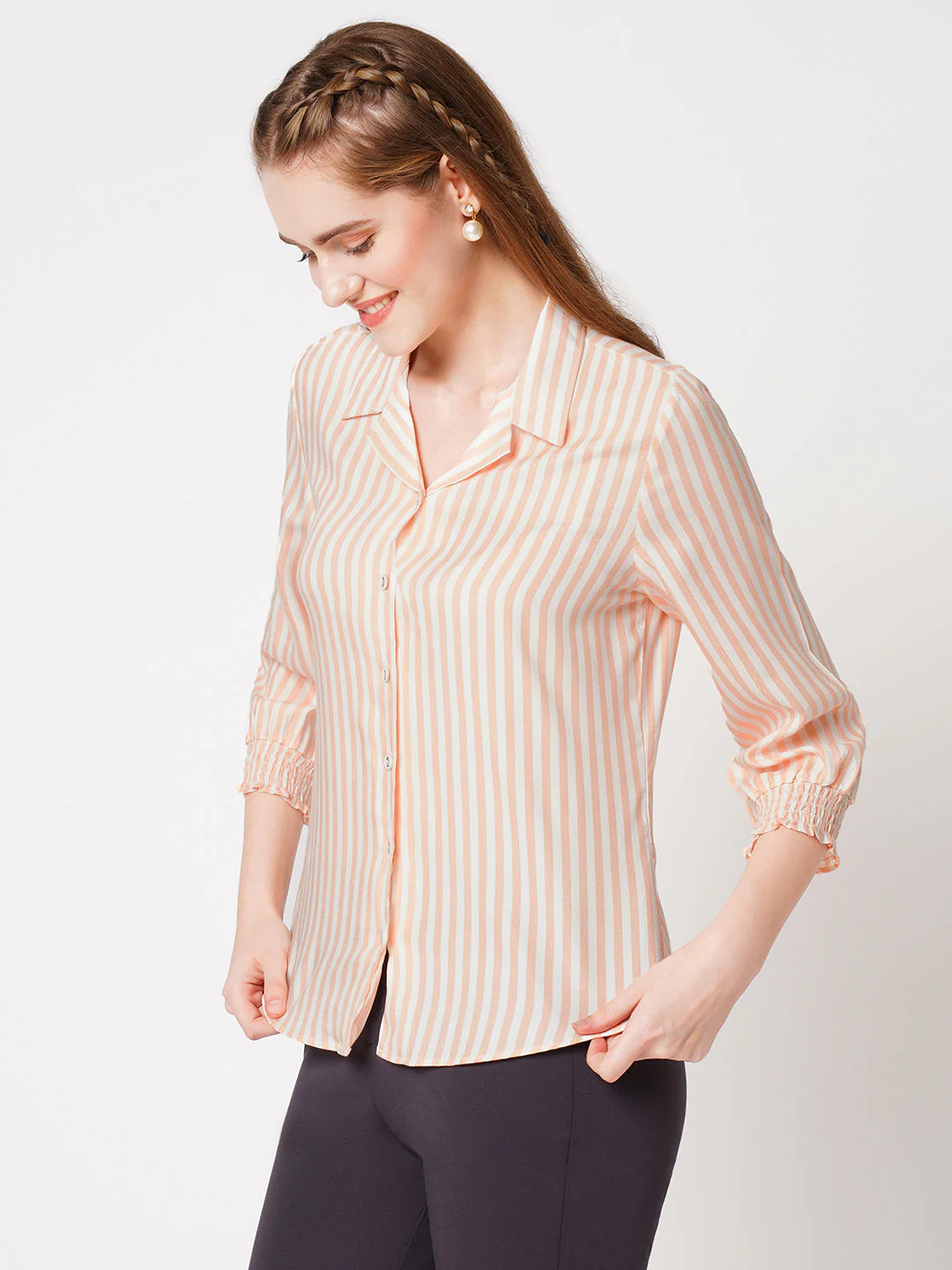 Women Peach Fuzz Stripes Shirt - Image 6