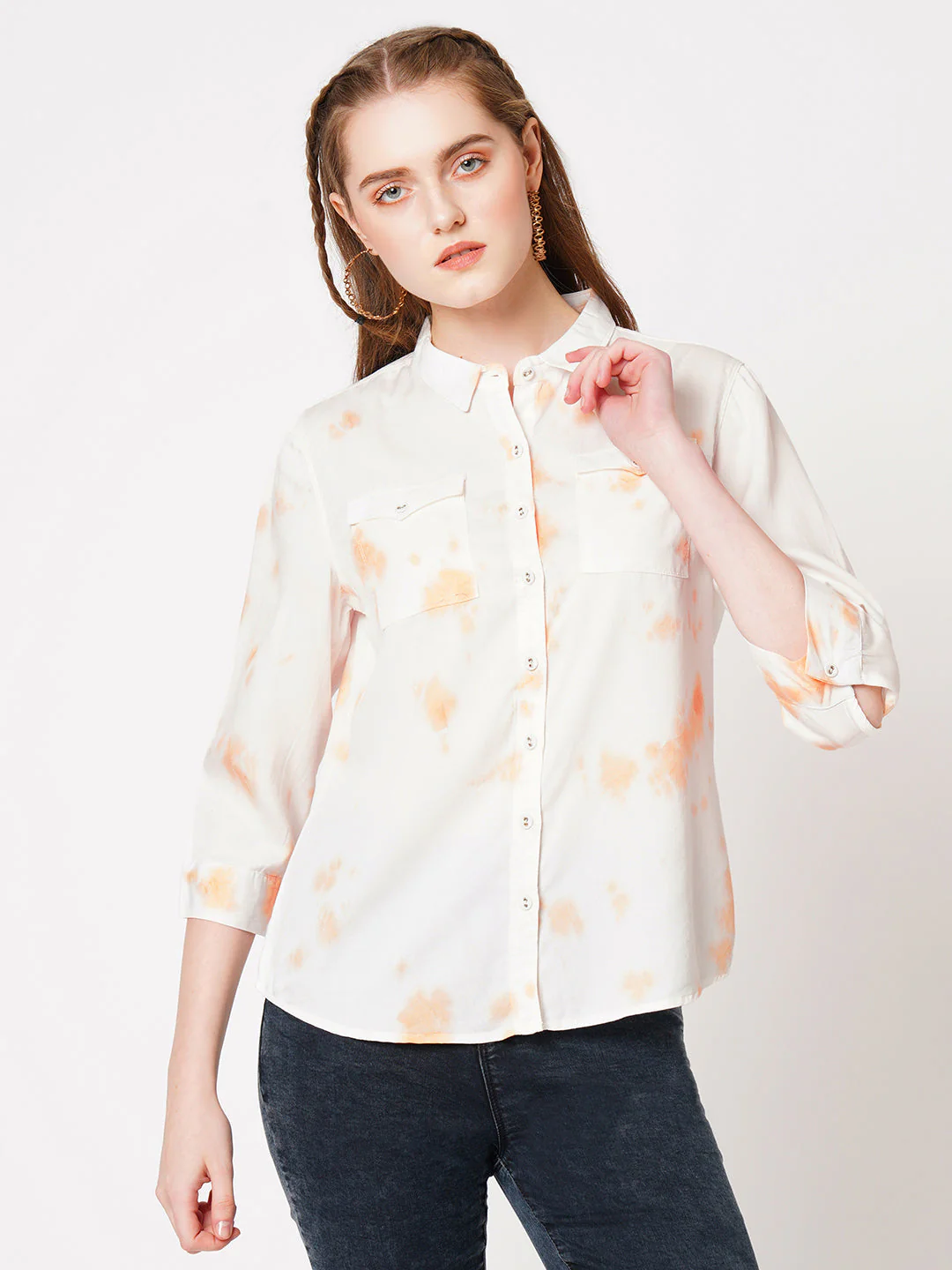 Women Peach Fuzz Tie-Dye Shirt