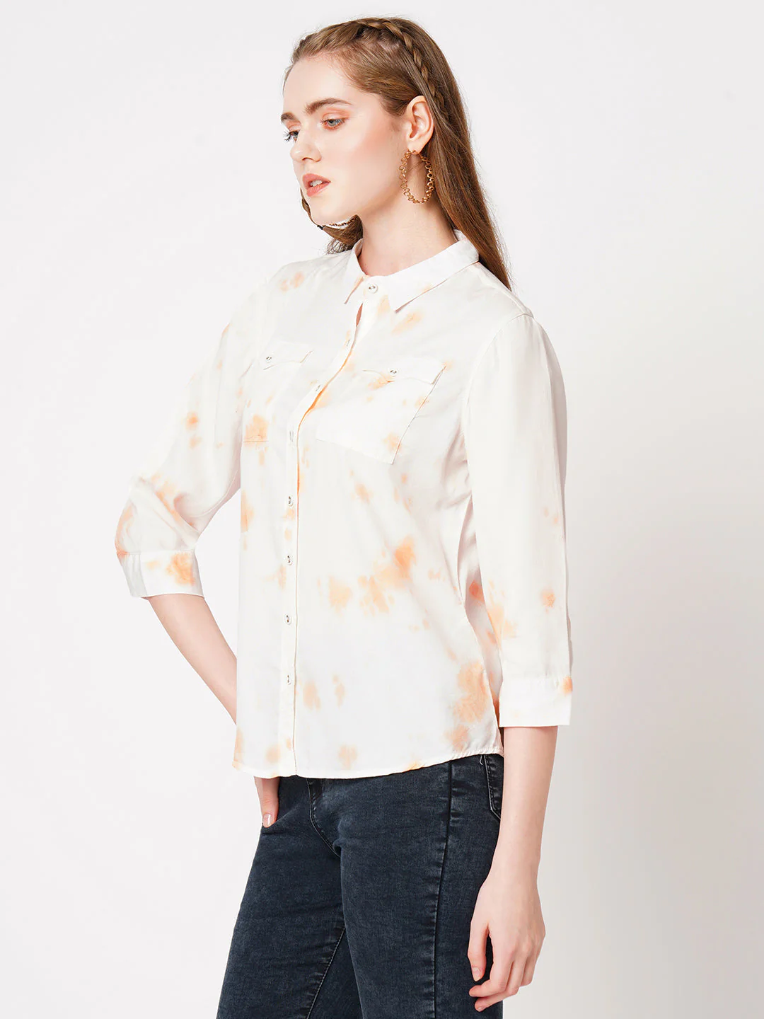 Women Peach Fuzz Tie-Dye Shirt - Image 5