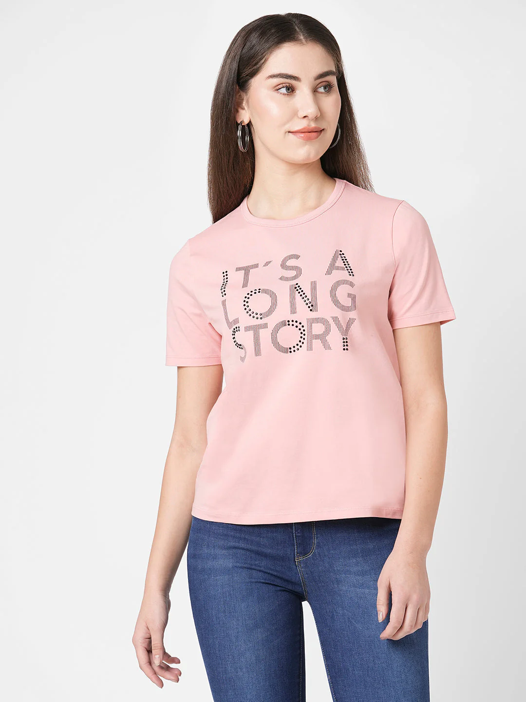 Women Peach Graphic Tees