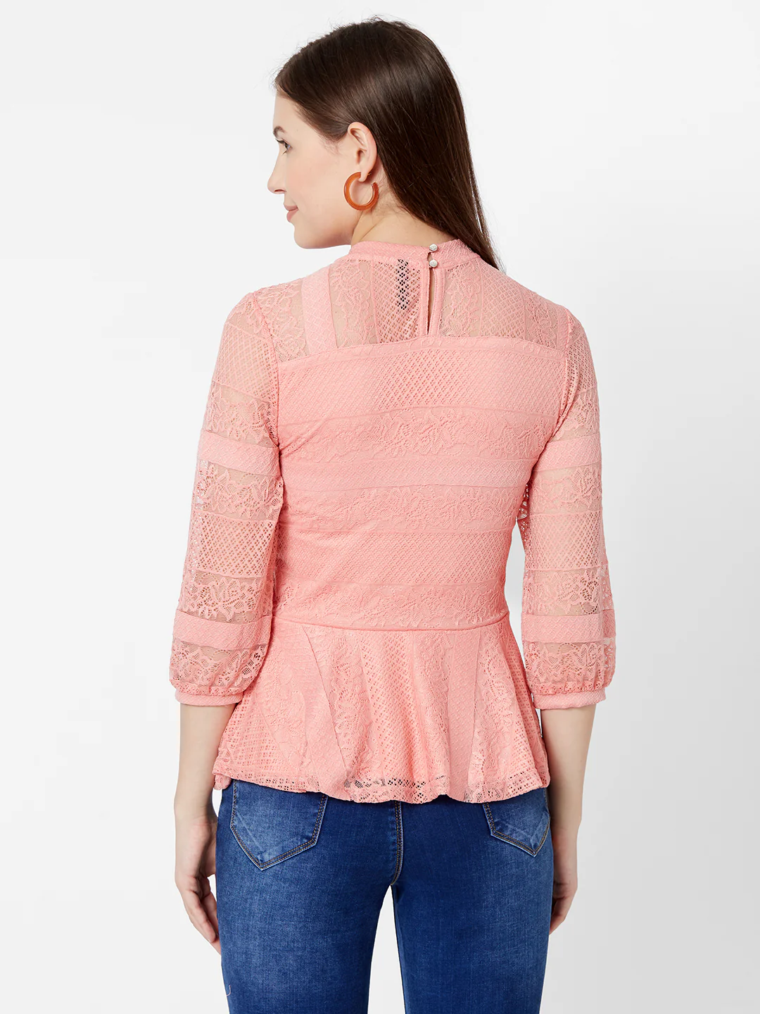 Women Peach Lace Top - Image 3