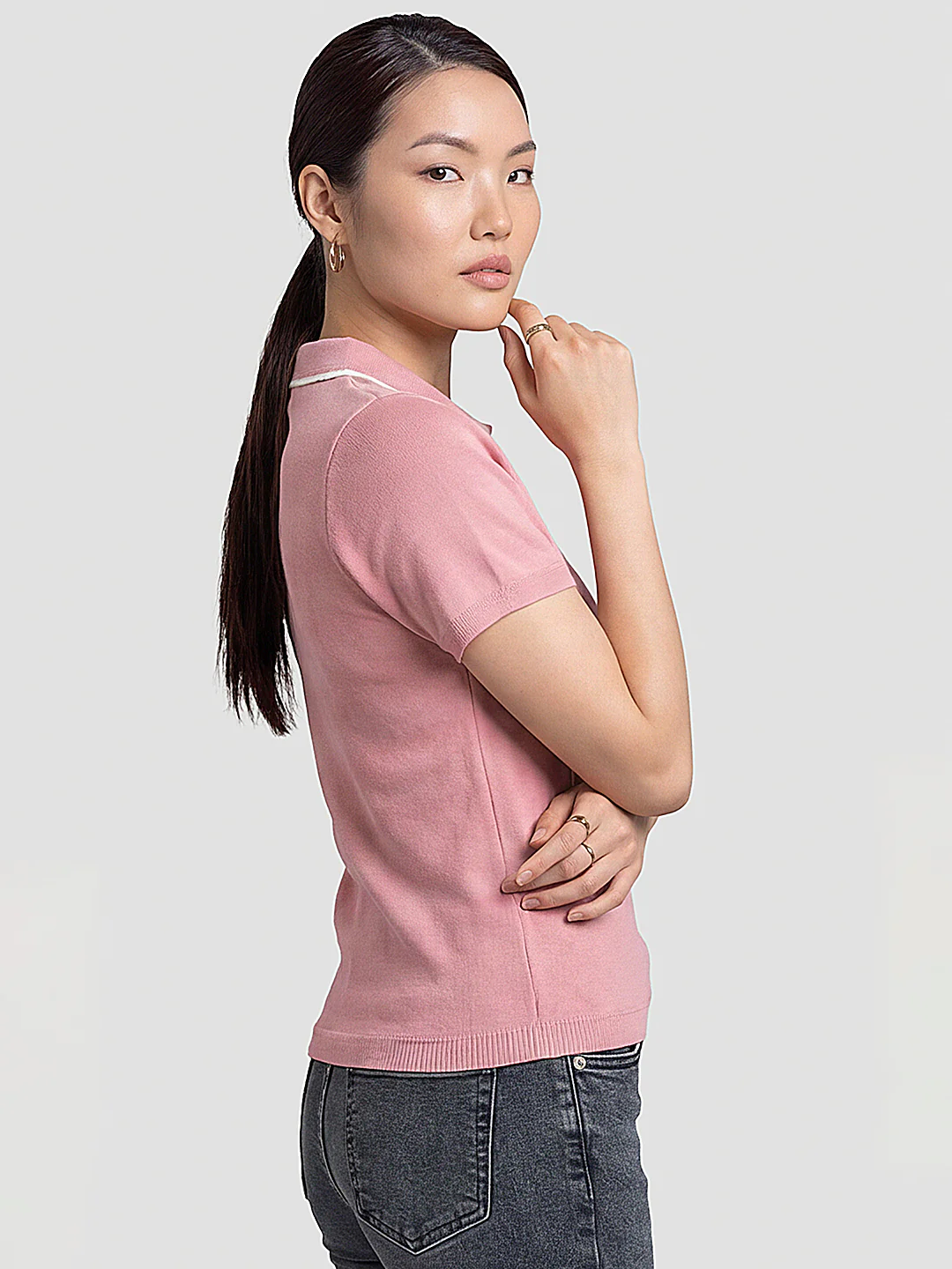 Women Peach Pink Flat Knit - Image 4