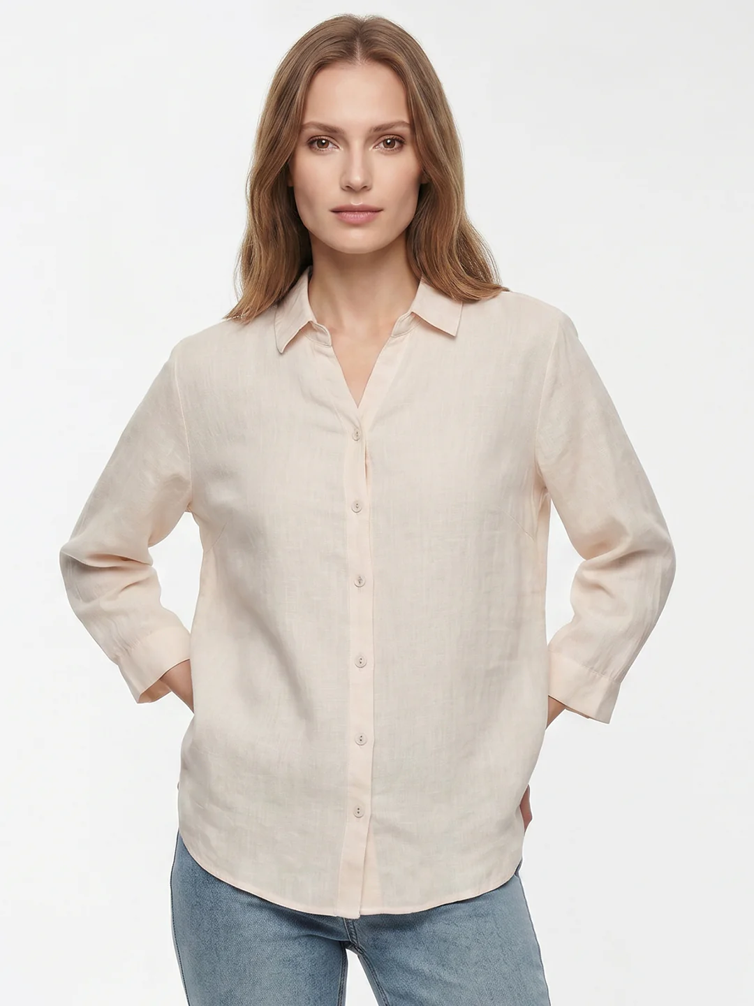 Women Peach Pink Shirt - Image 2