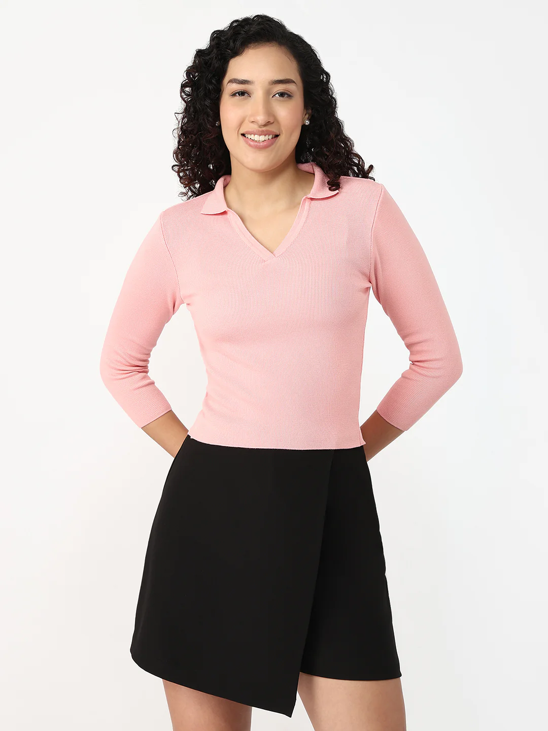 Women Peach Pink Slim Fit Flat Knit - Image 2
