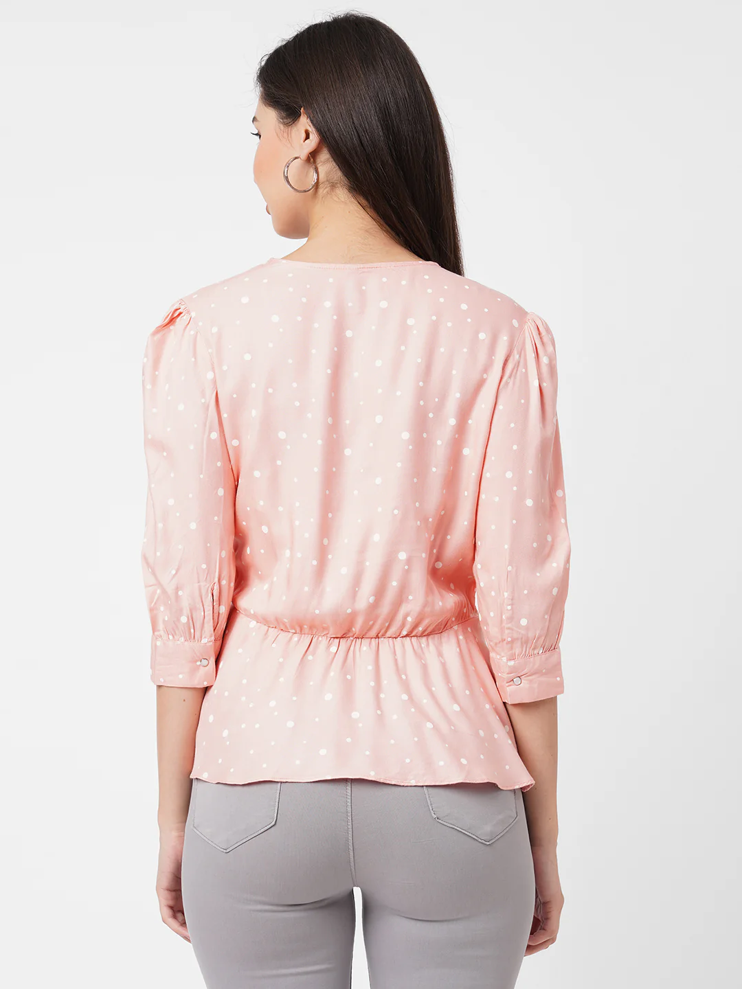 Women Peach Polka Dot Top - Image 3