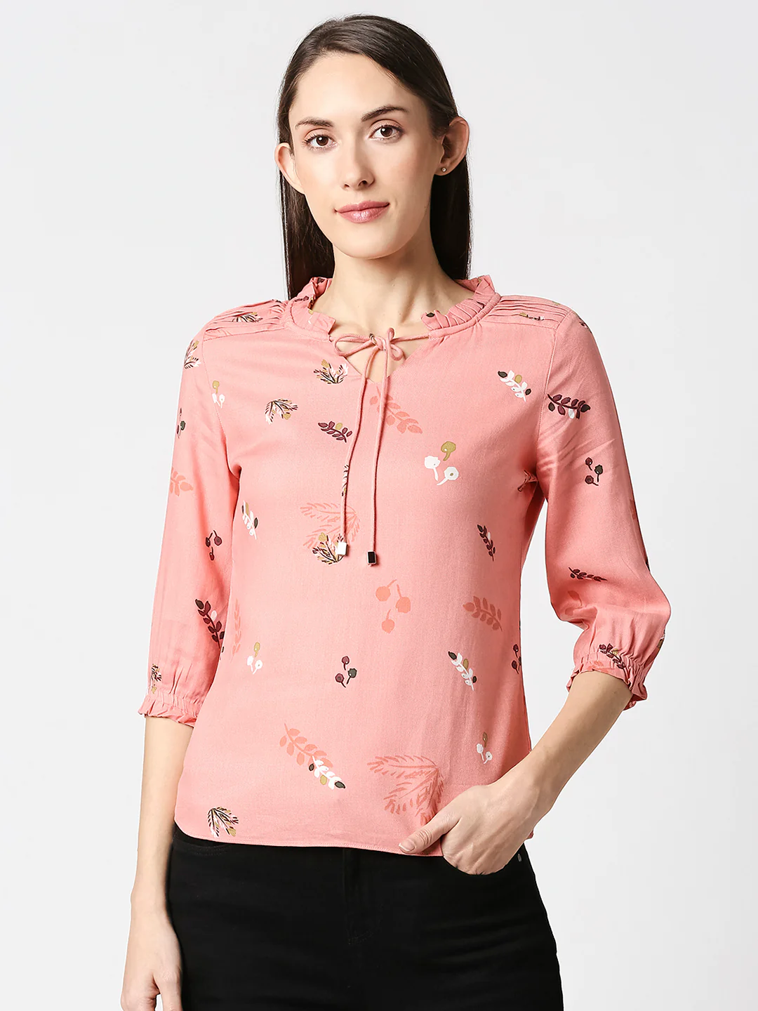 Women Peach Printed Top - Image 2
