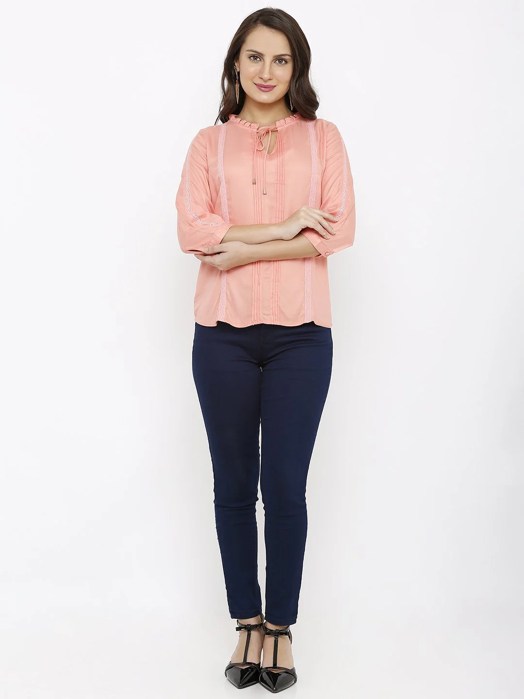 Women Peach Slim Top