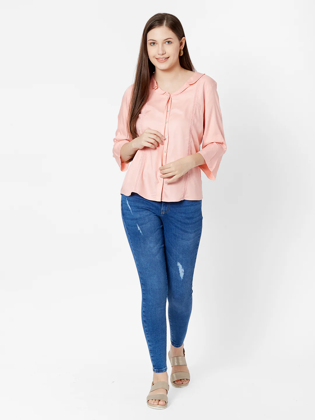 Women Peach Slim Top - Image 2