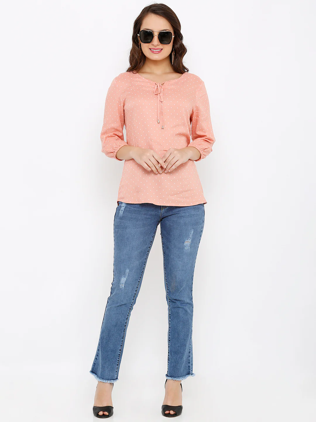 Women Peach Slim Top