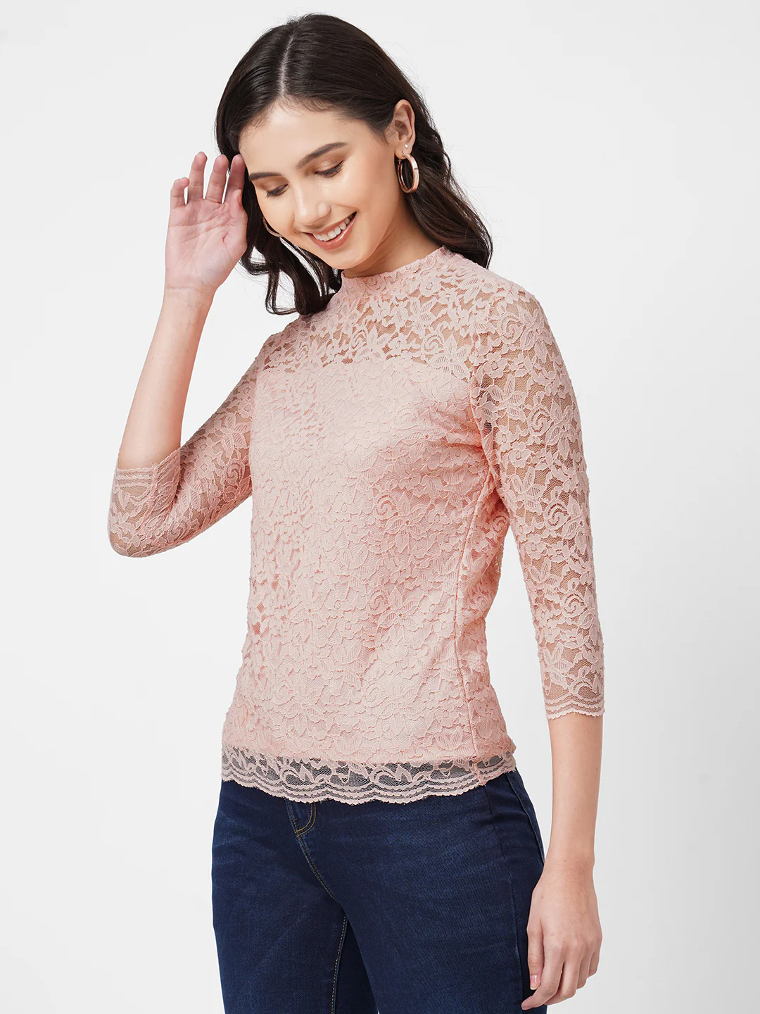 Women Peach Slim Top - Image 4