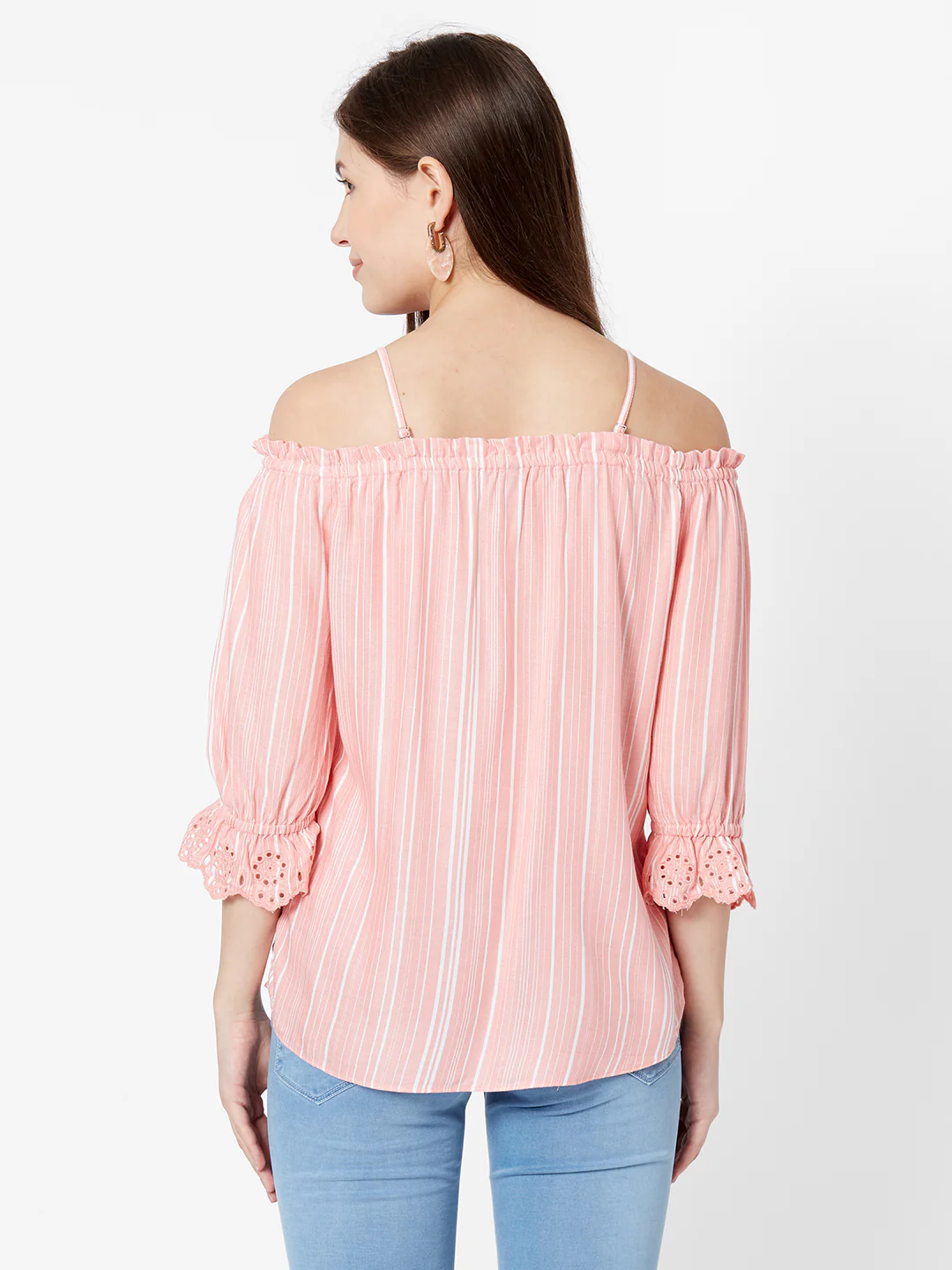 Women Peach/White Off Shoulder Top - Image 3