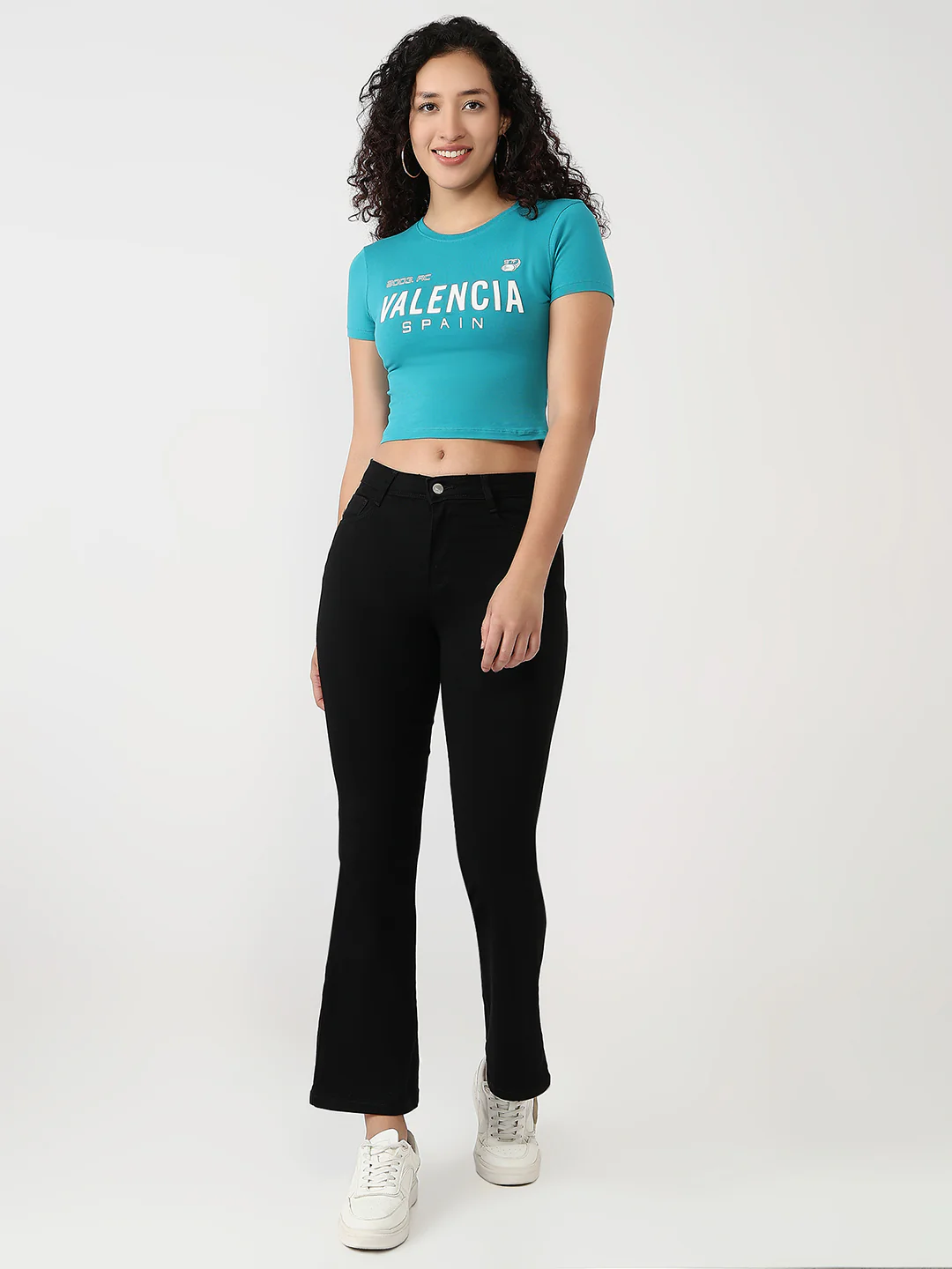 Women Peacock Blue Slim Genz Tees - Image 3