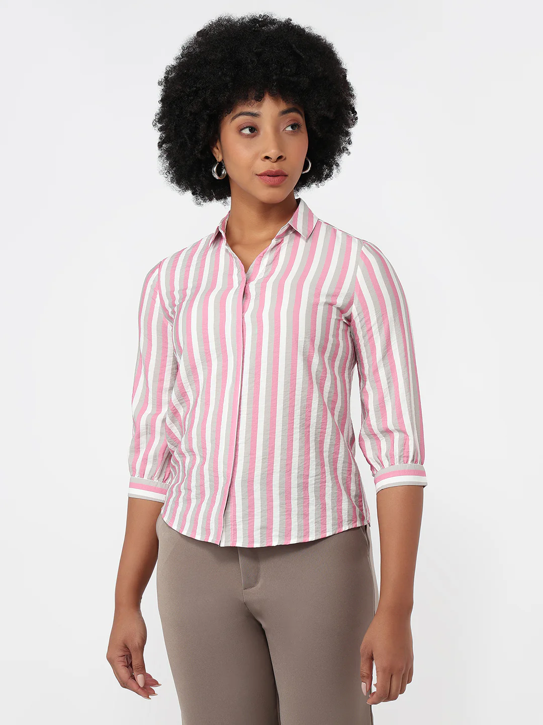 Women Pink/Cement Slim Fit Shirt - Image 2