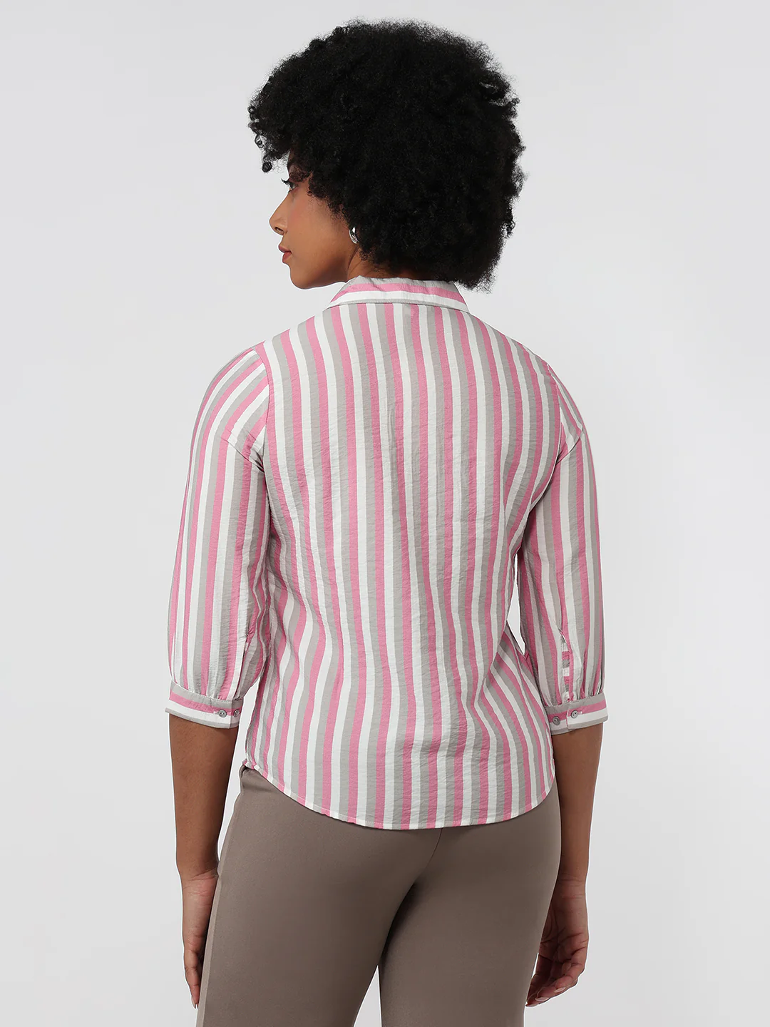 Women Pink/Cement Slim Fit Shirt - Image 3