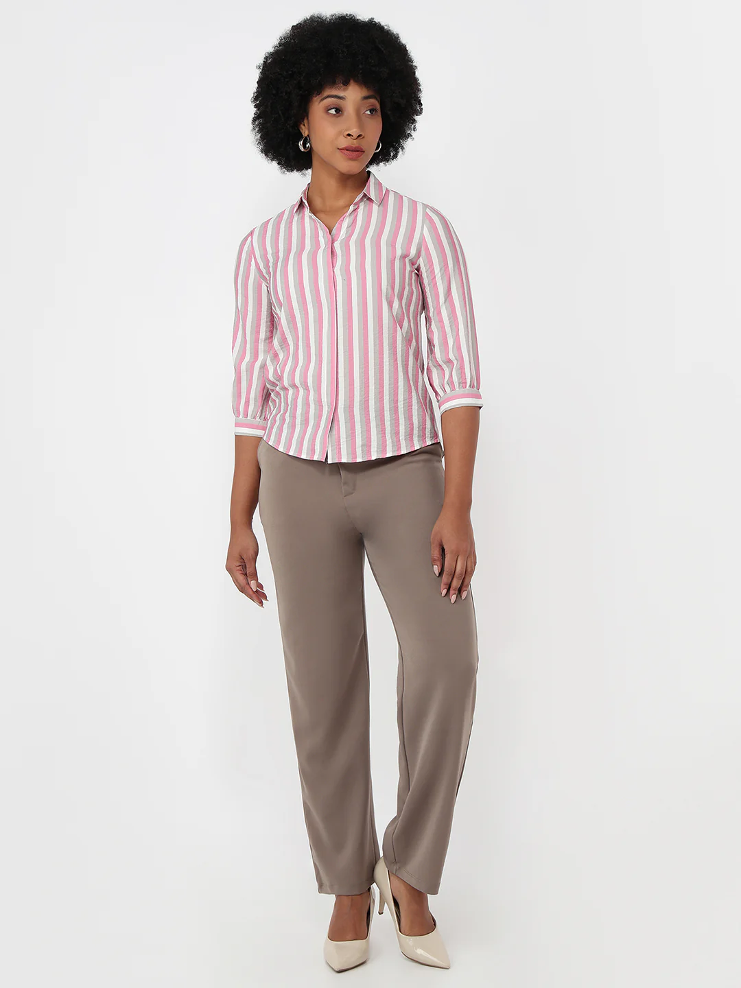 Women Pink/Cement Slim Fit Shirt - Image 4