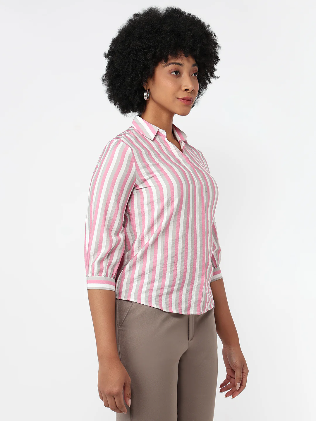 Women Pink/Cement Slim Fit Shirt - Image 5