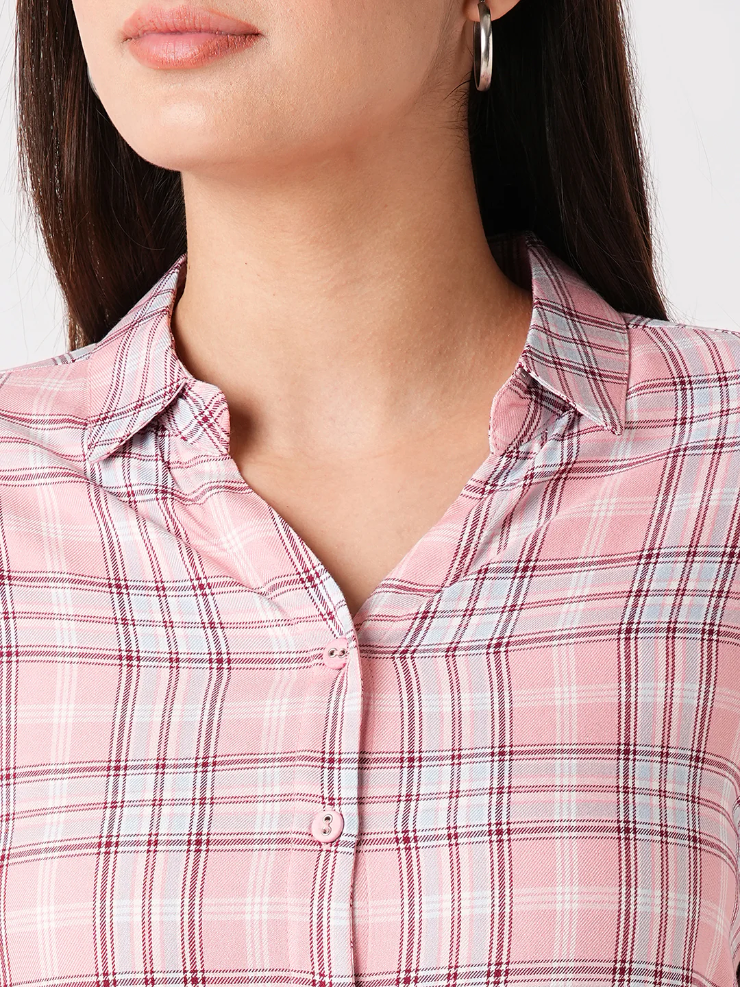 Women Pink Clay Checked Shirt - Image 4