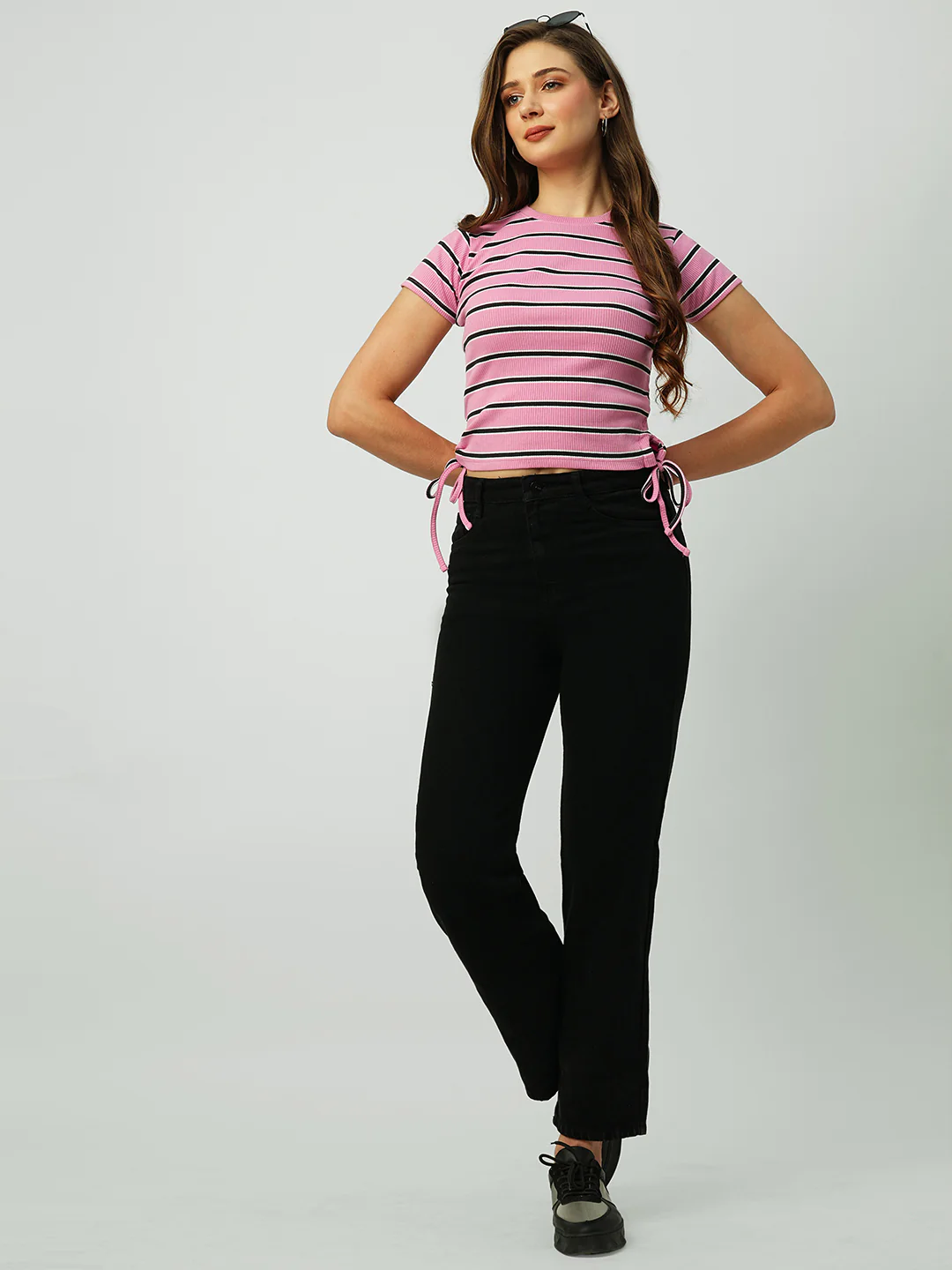 Women Pink Crop T-Shirt