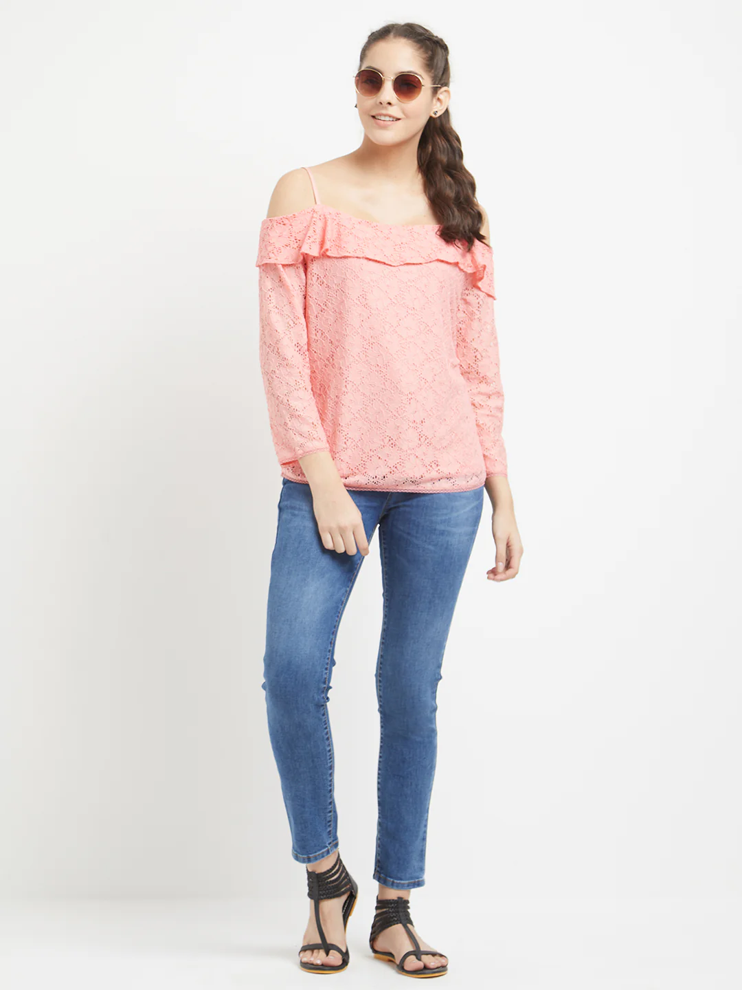 Women Pink Off Shoulder Top