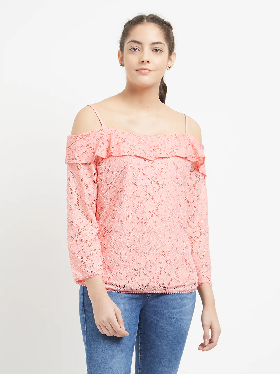 Women Pink Off Shoulder Top - Image 2