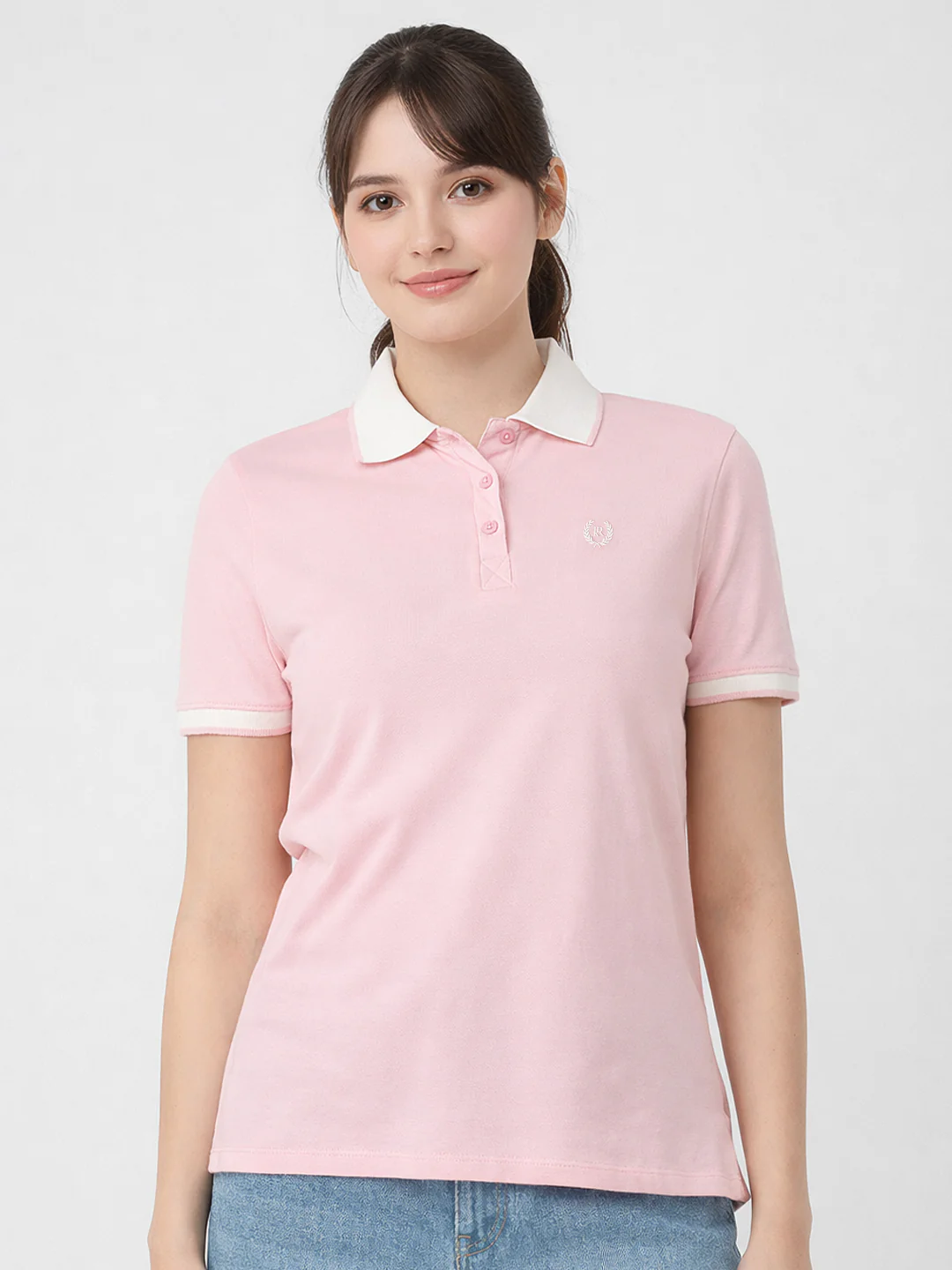 Women Pink Polo T-Shirt - Image 2