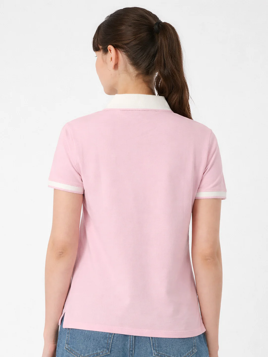 Women Pink Polo T-Shirt - Image 3