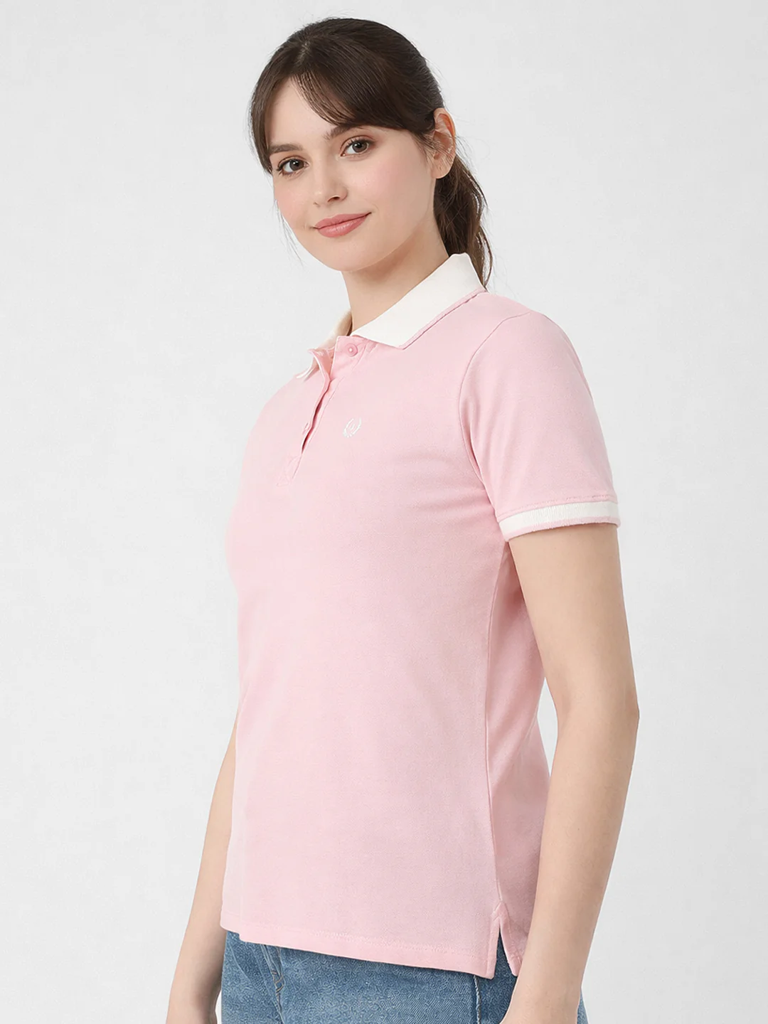 Women Pink Polo T-Shirt - Image 5
