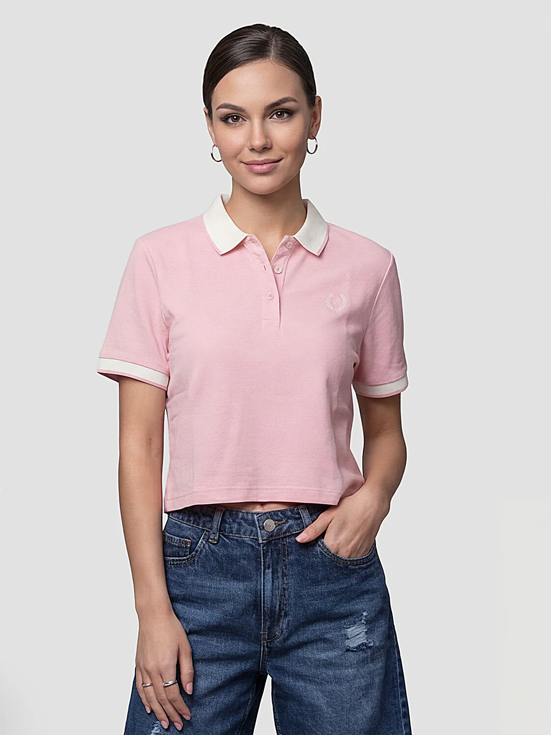 Women Pink Polo T-Shirt - Image 2