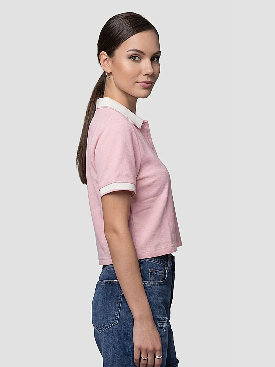 Women Pink Polo T-Shirt - Image 4