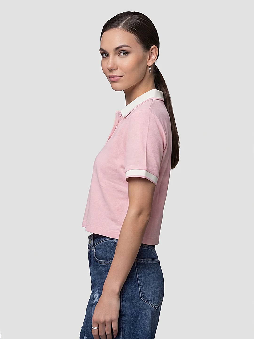 Women Pink Polo T-Shirt - Image 5