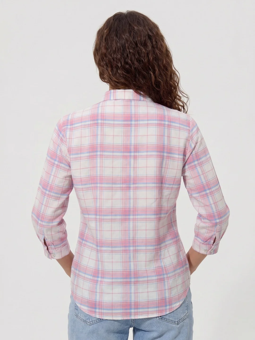 Women Pink/White Checked Shirt - Image 3