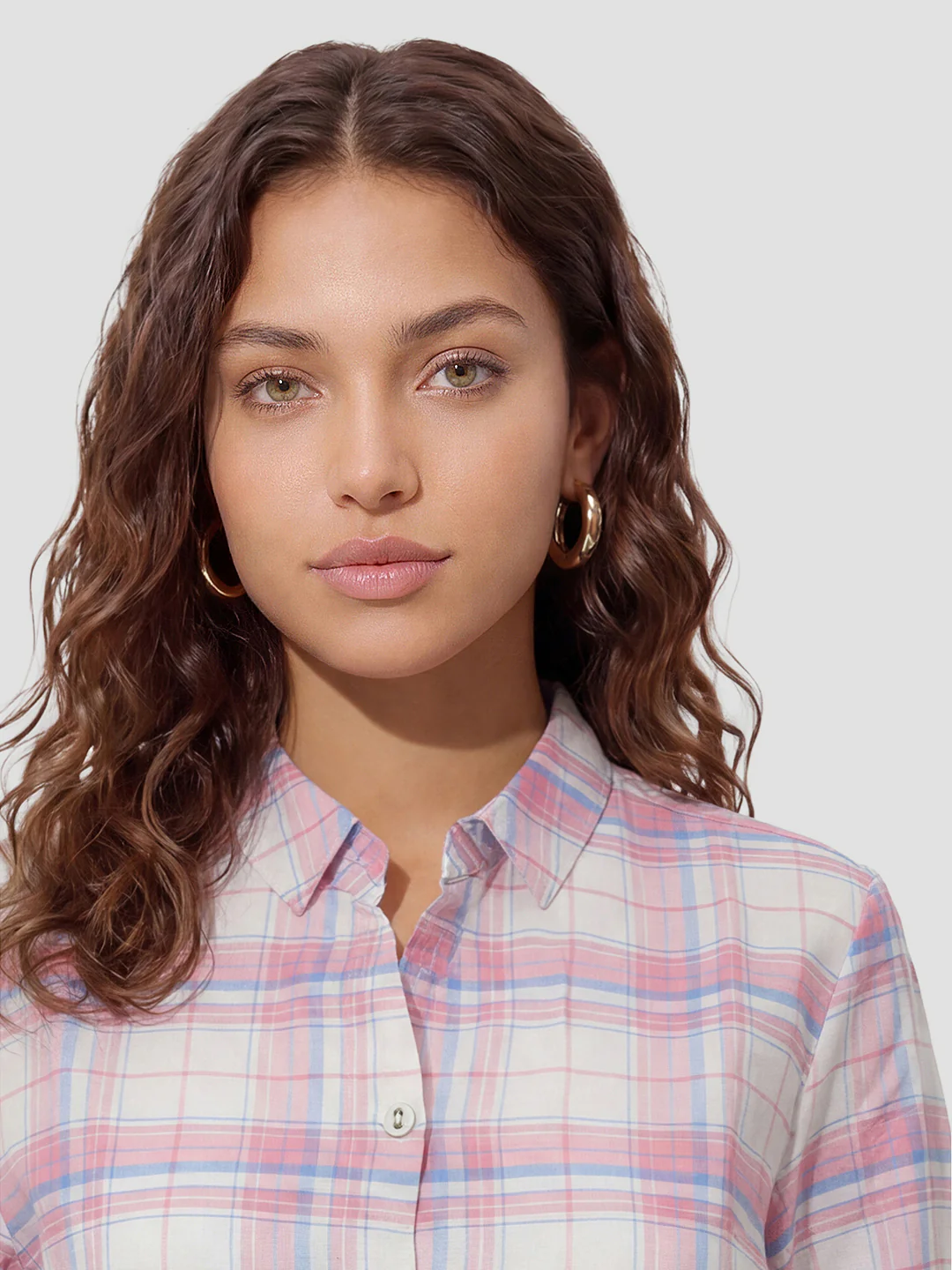 Women Pink/White Checked Shirt - Image 5