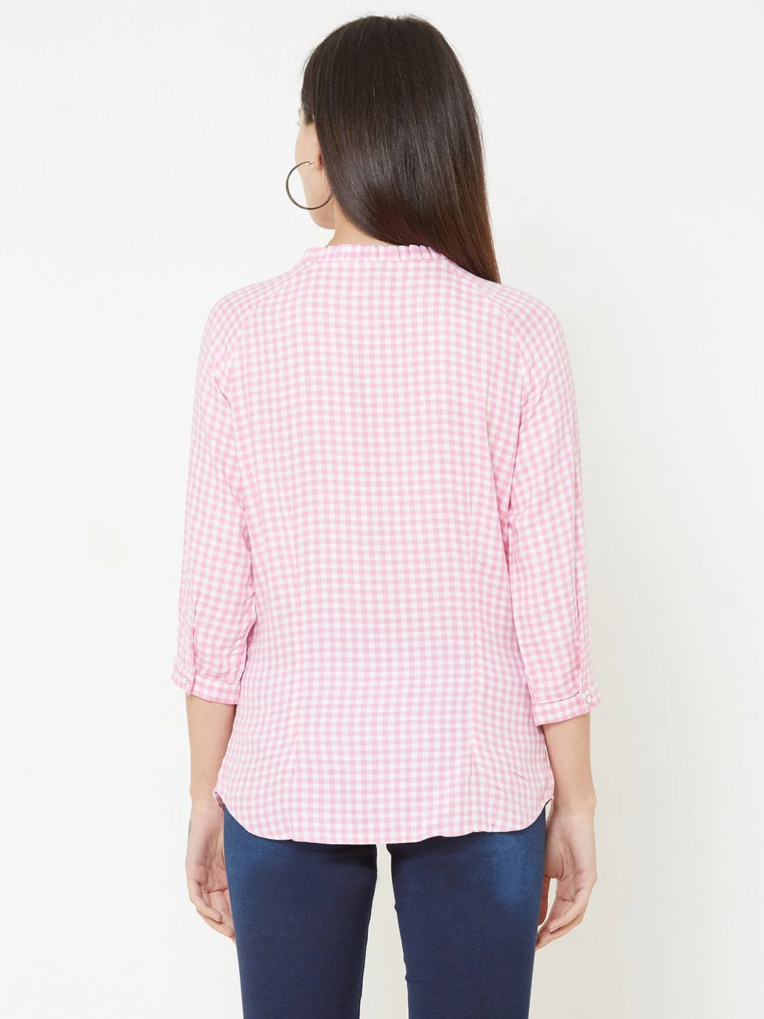 Women Pink/White Checked Top - Image 3