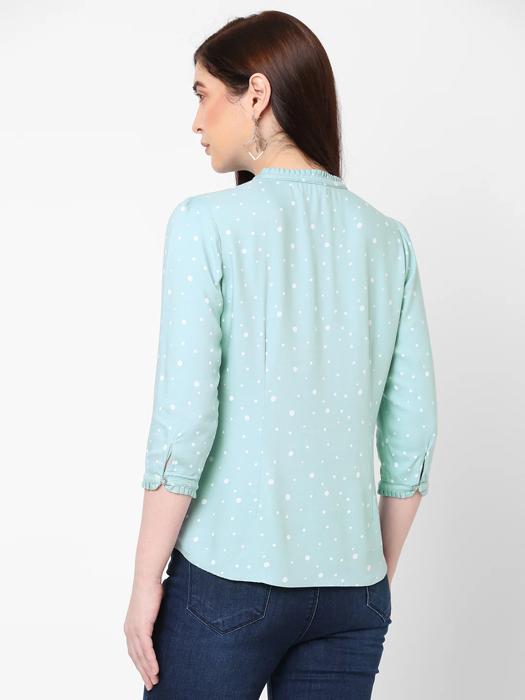 Women Polka-Dot Print Slim Fit Top - Image 3