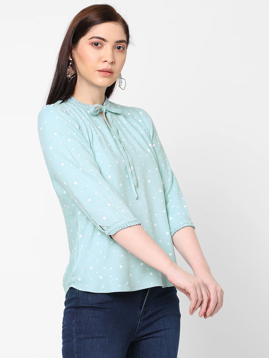 Women Polka-Dot Print Slim Fit Top - Image 4