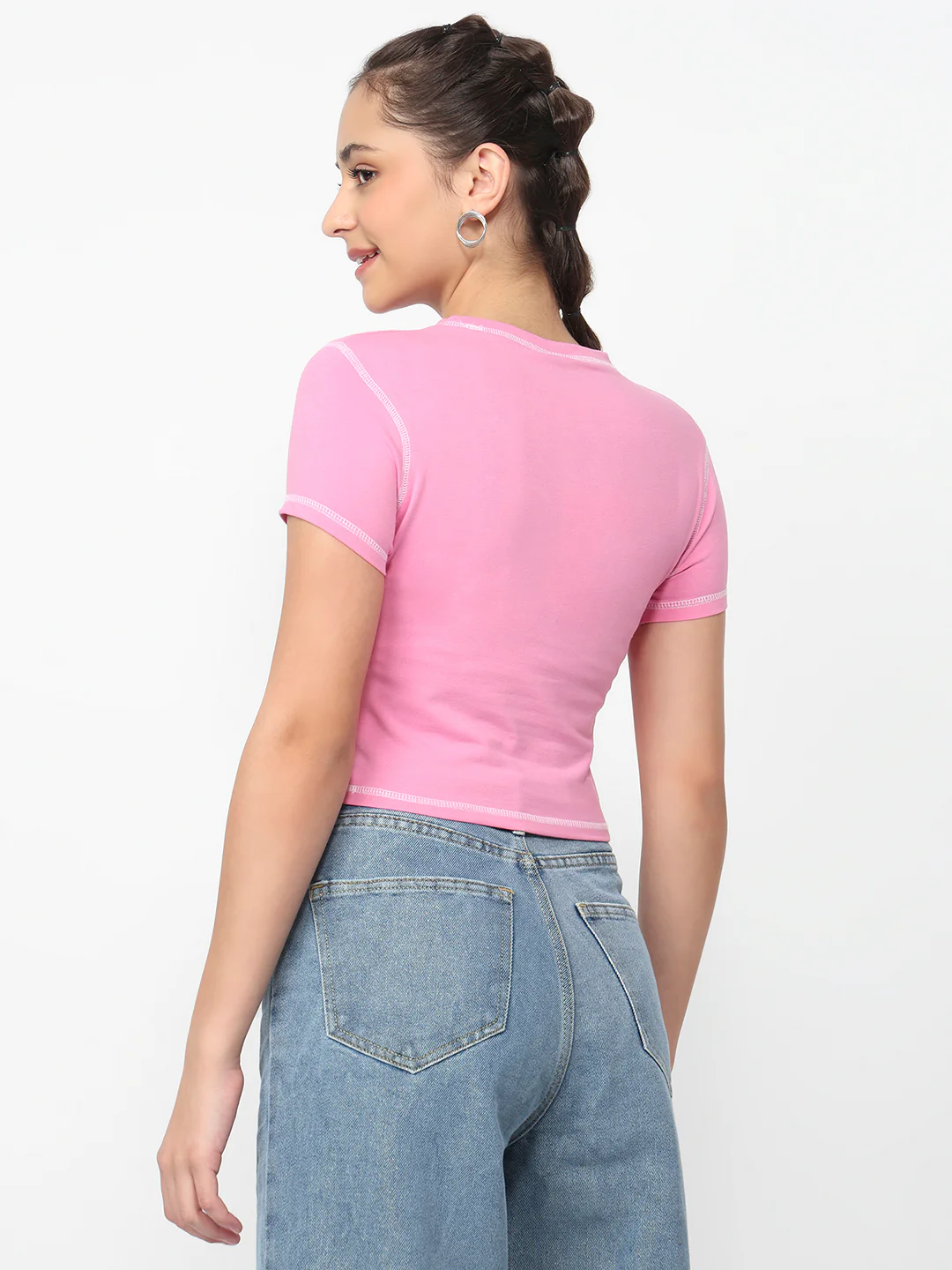 Women Pop Pink Genz Tees - Image 3